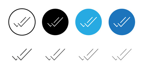 Double tick icon Symbol line set