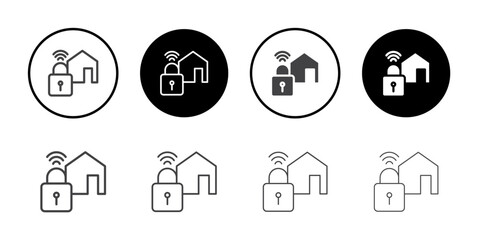 Home smart lock icon Symbol line set
