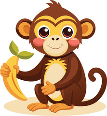 monkey with a bananna vector 