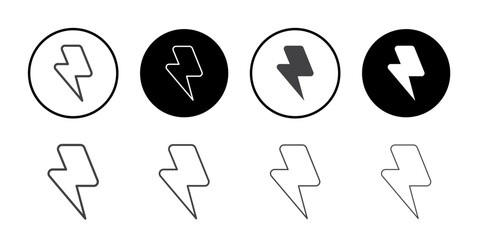 Lightening icon Symbol line set