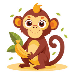 monkey with a bananna vector 