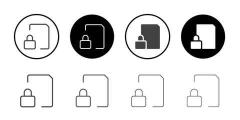 Locked file icon Symbol line set