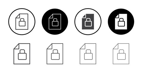 Locked file icon Symbol line set