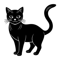 cat, animal, kitten, pet, feline, black, domestic, cartoon, cute, illustration, silhouette, vector, kitty, pets, animals, halloween, tail, fur, cats, mammal, art, young, small, one, design