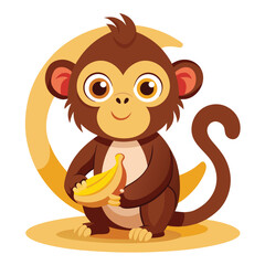 monkey with a bananna vector 