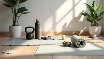 Wellness Lifestyle Concept – Fitness Equipment and Self-Care Items