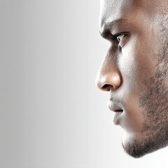 Fototapeta premium Close-Up Elegant Portrait of a Person with Realistic Features in a Minimalistic Style