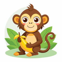 monkey with a bananna vector 