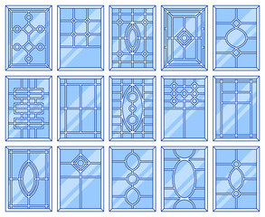Set of simple and modern decorative windows icon vector illustration in lineal color style perfect for building theme and the like