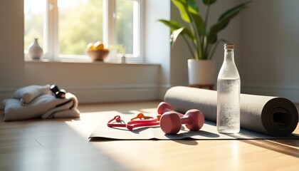 Wellness Lifestyle Concept – Fitness Equipment and Self-Care Items
