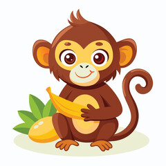 monkey with a bananna vector 