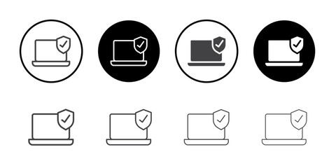 Secured laptop icon Symbol line set