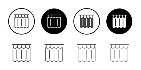 Shower curtain icon Symbol line set