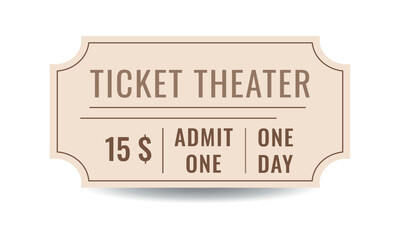 Classic theater ticket template. Vector coupon on white background