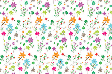 Flower pattern, ditsy floral seamless repeat pattern. Vintage small little cute floral, flower background. Ditsy print, surface design. Ditsy floral for fashion, texture, fabric, wrapping, decor.