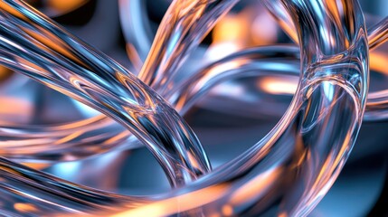 Abstract composition of interlocking glass rods, ultra-detailed reflections bending light into soft gradients, cinematic lighting enhancing the depth of transparency and contrast