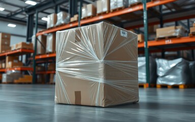 Shrink Wrapped Cargo Awaits Shipment, Ready for Transport Across the Nation. Warehouse Logistics.