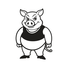 Vector illustration of a cartoon pig