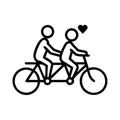 Fototapeta premium Couple Riding a Bicycle with Love Symbol 