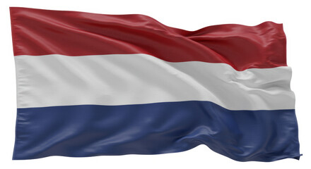 Waving Netherlands Flag Gently in the Breeze A Symbol of Dutch National Pride and Identity Depicting Patriotism and Unity on White Background