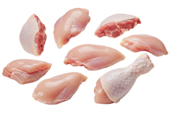 Deliciously Cooked Pieces of Chicken Isolated on Transparent Background