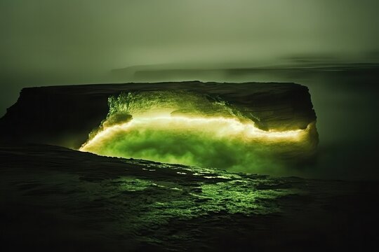 Mystical Green Coastal Rock Formation