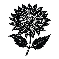 Black and White Vector Illustration of a Beautiful Flower