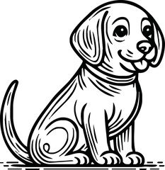 Dog, puppy hand drawn line style vector illustration isolated on white background