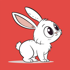 Obraz premium Cartoon illustration of a cute rabbit with big eyes