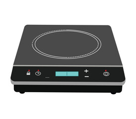 Obraz premium Modern electric induction cooktop with digital display and touch control panel for kitchen use