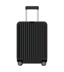 Black travel suitcase with wheels and telescopic handle for airport luggage and vacation trips