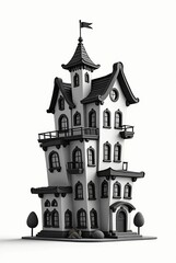 3d classic apartment on white background