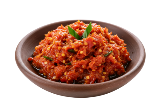 Colorful Sambal Sauce Isolated on Transparent Background for Culinary Art