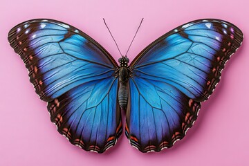 Fototapeta premium A blue butterfly against a blue backdrop for a World Thyroid Day awareness campaign