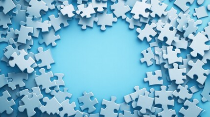 World No Tobacco Day: Creative Photo Stock Image with Blue Puzzle Pieces and Medical Symbols Frame, Ideal for Anti-Smoking Messages