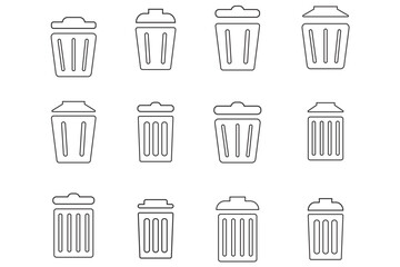 Bin icon. Trash bin vector icons collection. Waste, rubbish, garbage set icons symbols. 