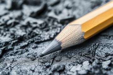 Close Up of Pencil Tip on Graphite Powder Surface