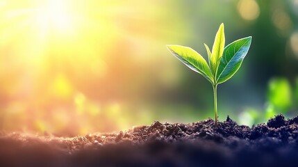 A tree sapling and soil layers border a frame with copy space, suitable for World Environment Day tree planting campaigns