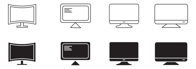 Computer icon set. computer monitor icon vector. 
