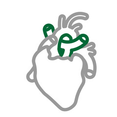 Heart Vector Line Dark Green Grey Icon Design