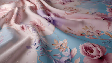"Soft Pink Fabric with Gentle Folds and Texture"

