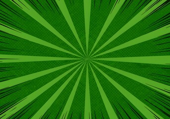 Obraz premium Dynamic Green Comic Book Background: A Vibrant Radial Design