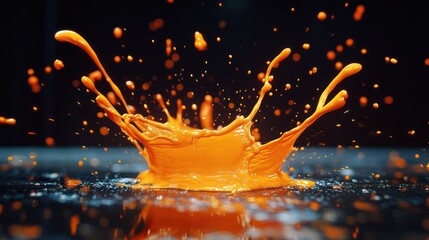 High-speed capture of paint impact against a surface, intense motion of splashes frozen in sharp clarity, deep saturation with organic liquid dispersion, professional lighting highlighting depth