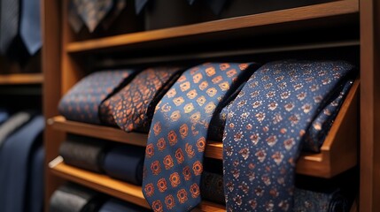Ties on Display Shelves