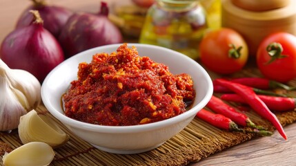 Spicy Sambal Chili Paste: A Vibrant Culinary Still Life