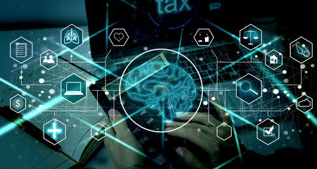 AI concept. Artificial Intelligence and various industries.