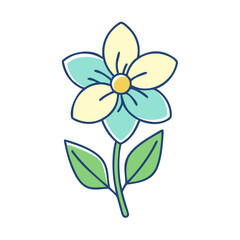A charming illustration of a delightful pastel flower with its vibrant green leaves