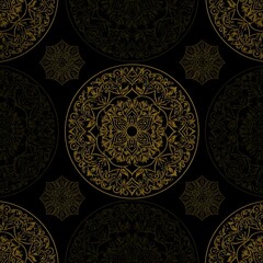 Seamless traditional fabric pattern with intricate timeless designs.