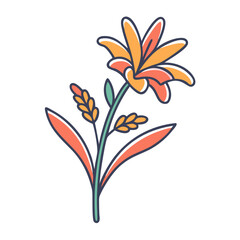 A Vibrant Illustration of a Single Flower with Wheat Stalks