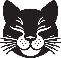 Black Cat Face Set in flat black silhouette vector illustration for pet themed bundle design